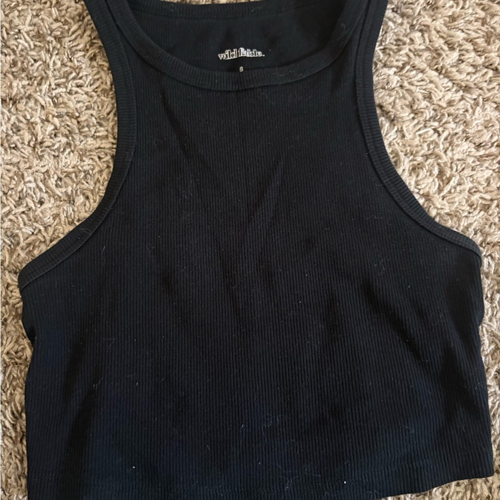 Wild Fable Classic Black Ribbed Crop Top